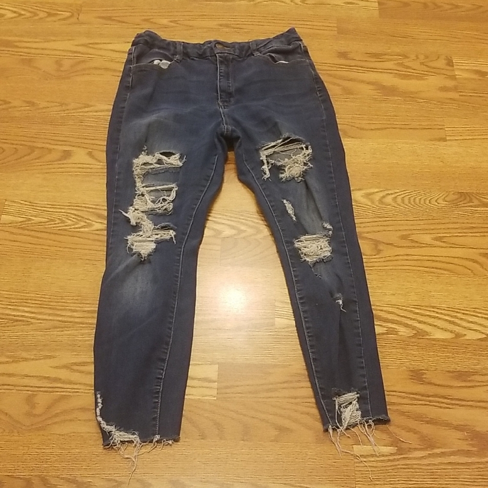 Rue21 Dark Blue Distressed Skinny Jeans